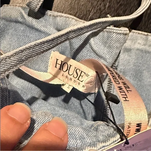 House of CB Light Blue Denim Lace-Up Bustier Top - Picture 4 of 6